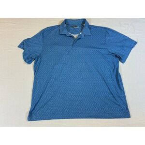 Roundtree & Yorke Performance Polo Shirt XXL Blue Bird Print Short Sleeve